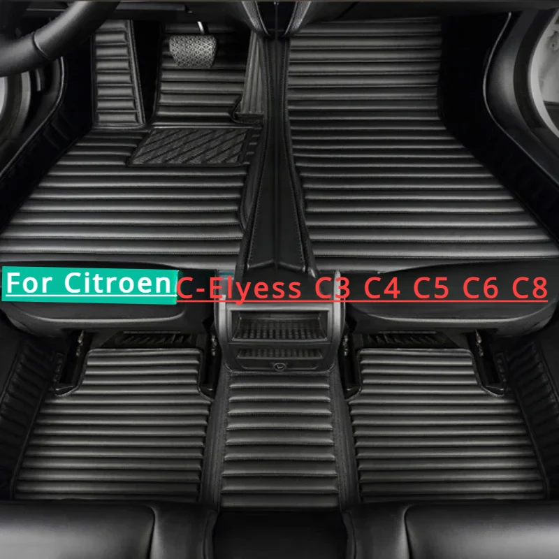 Custom Car Floor Mats For Citroen C-Elysee C5 C4 C3 Aircross C2 C3-XR C3 C6 C8 Interior Accessories Carpet Trunk Foot 2000-2023