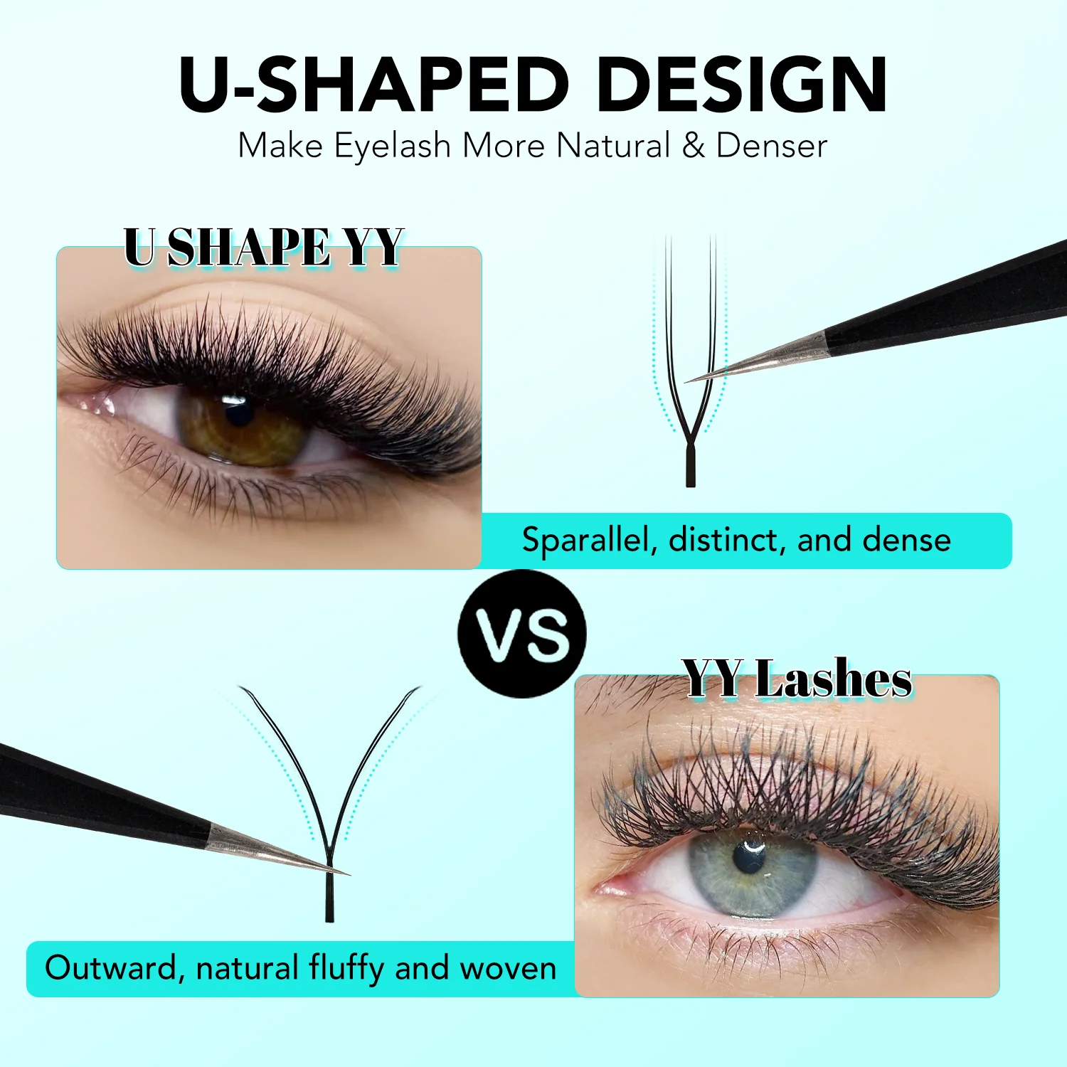 VAVALASH U forme YY cils Premium naturel doux 2D UU cils Premium vison brésilien Cilios Extension de cils outils de maquillage