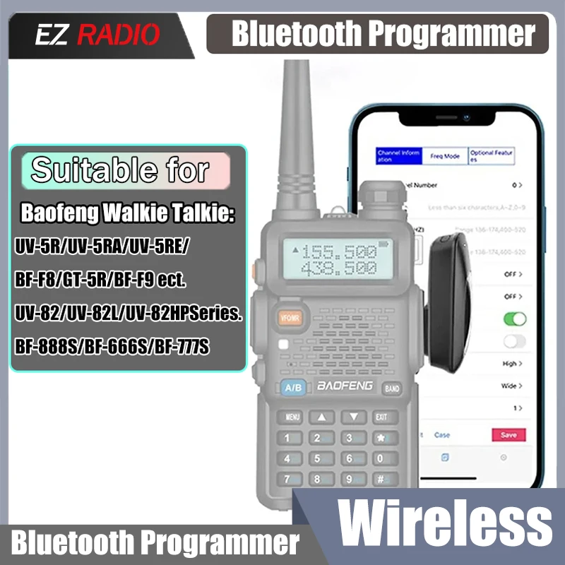 

Программирование Bluetooth, адаптер беспроводного программатора, программирование через мобильный телефон или ПК для аксессуаров BAOFENG BF-888S UV82 UV5R
