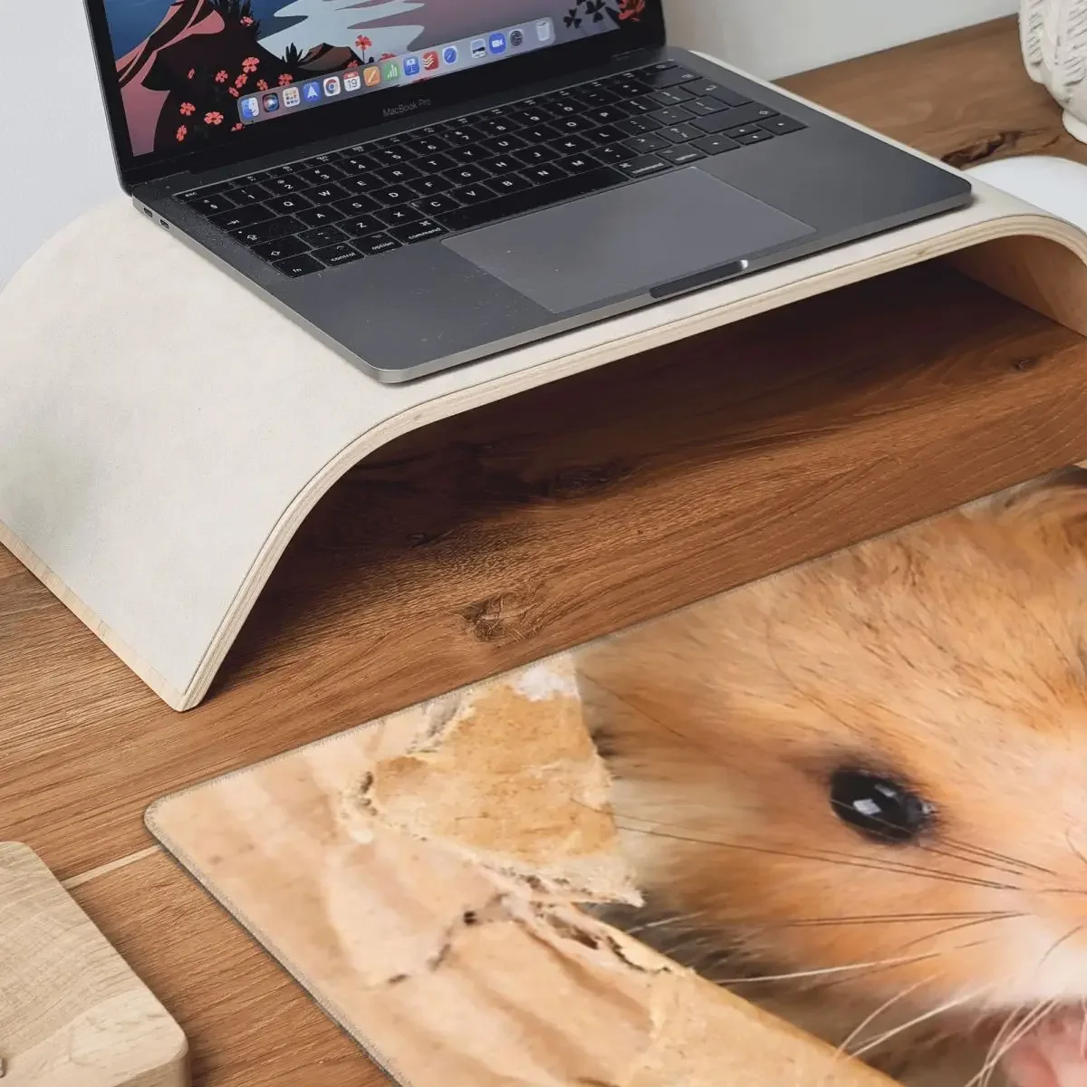 Cute Hamster Peeping Through Hole In Brown Cardboard Large Mouse Pad Computer Keyboard Mouse Mat Gaming PC Laptop Desk Mat
