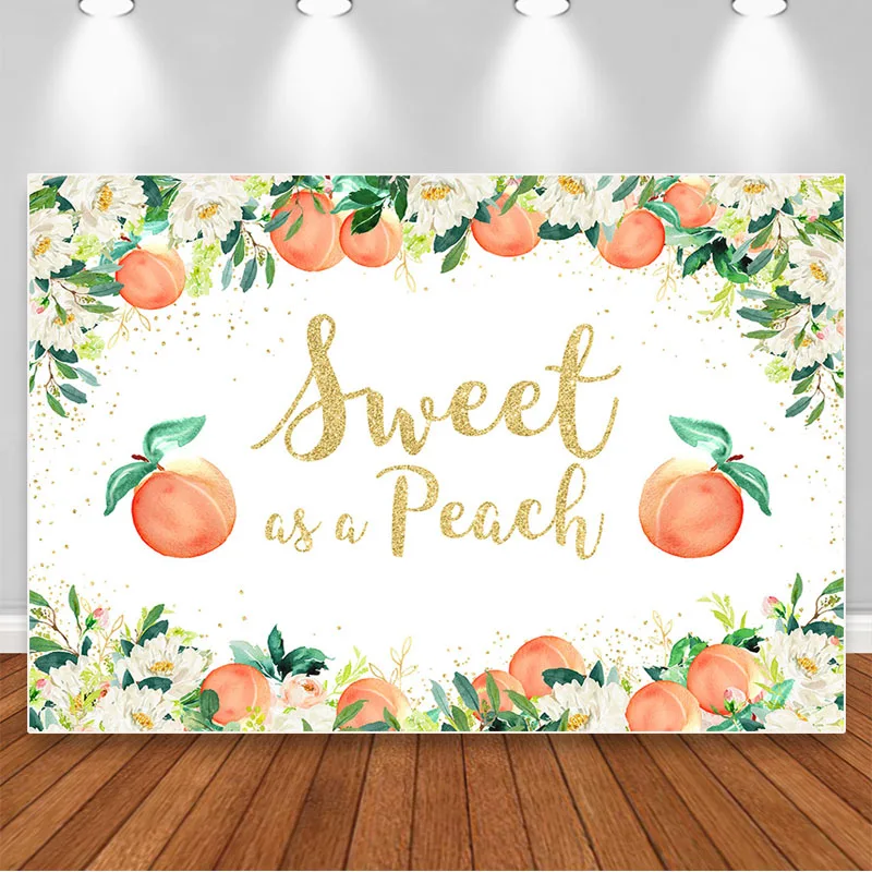 Baby Shower Pink Peach Backdrop A Sweet Little Peach is On The Way Photography Background Banner Girl Birthday Photo Booth Props