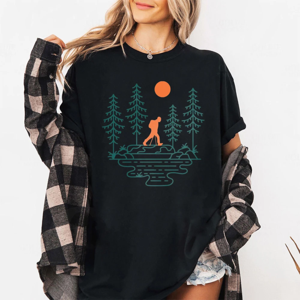 Forest Bigfoot Orange Sun Women T-Shirt Cotton Fashion Short Sleeve O-Neck Casual Fashion Outdoor Summer Unisex T Shirt