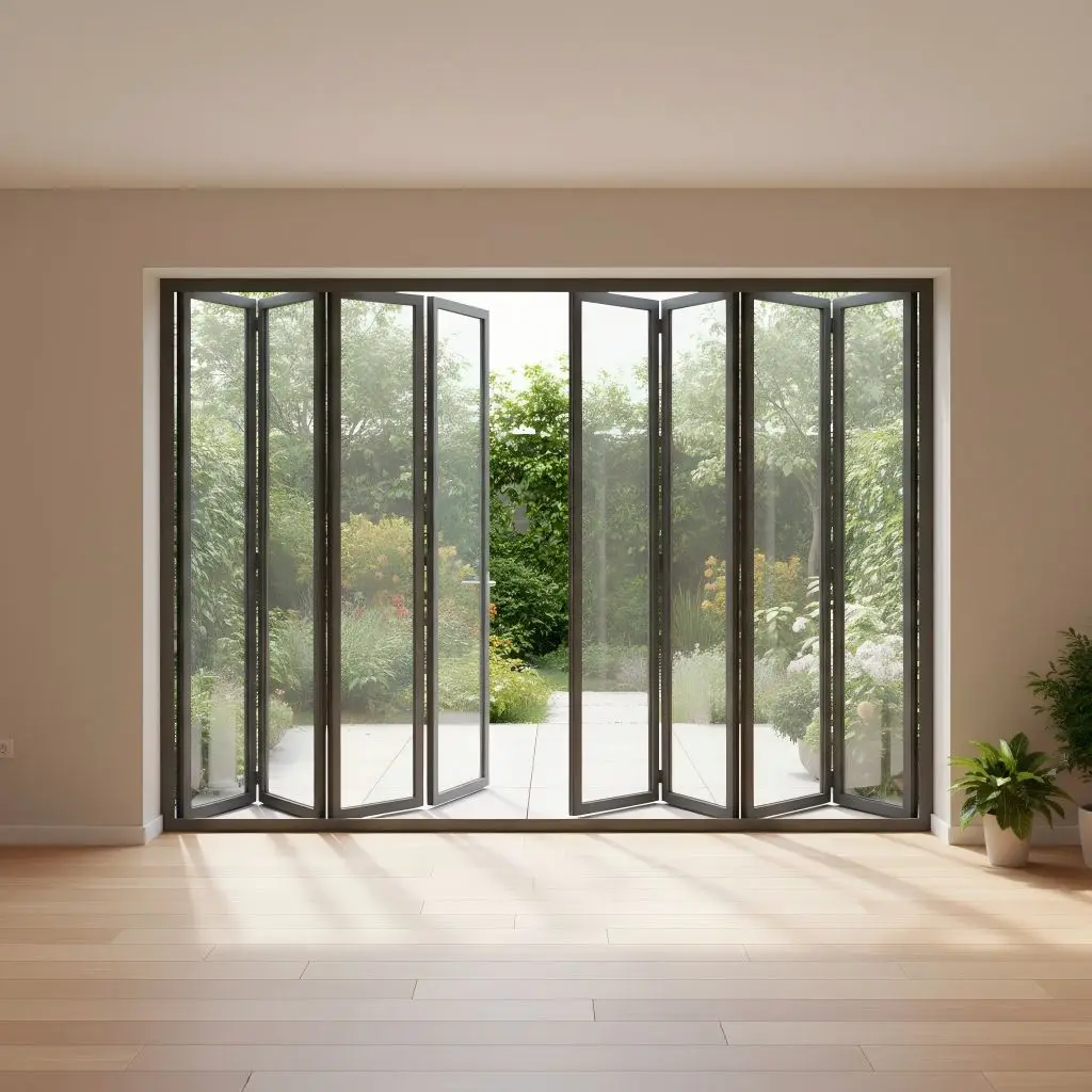 

Delicacy Narrow Frame Glass Folding Door Resistant To Water Penetration Accordion Folding Door Save Space Outdoor Foldable Door