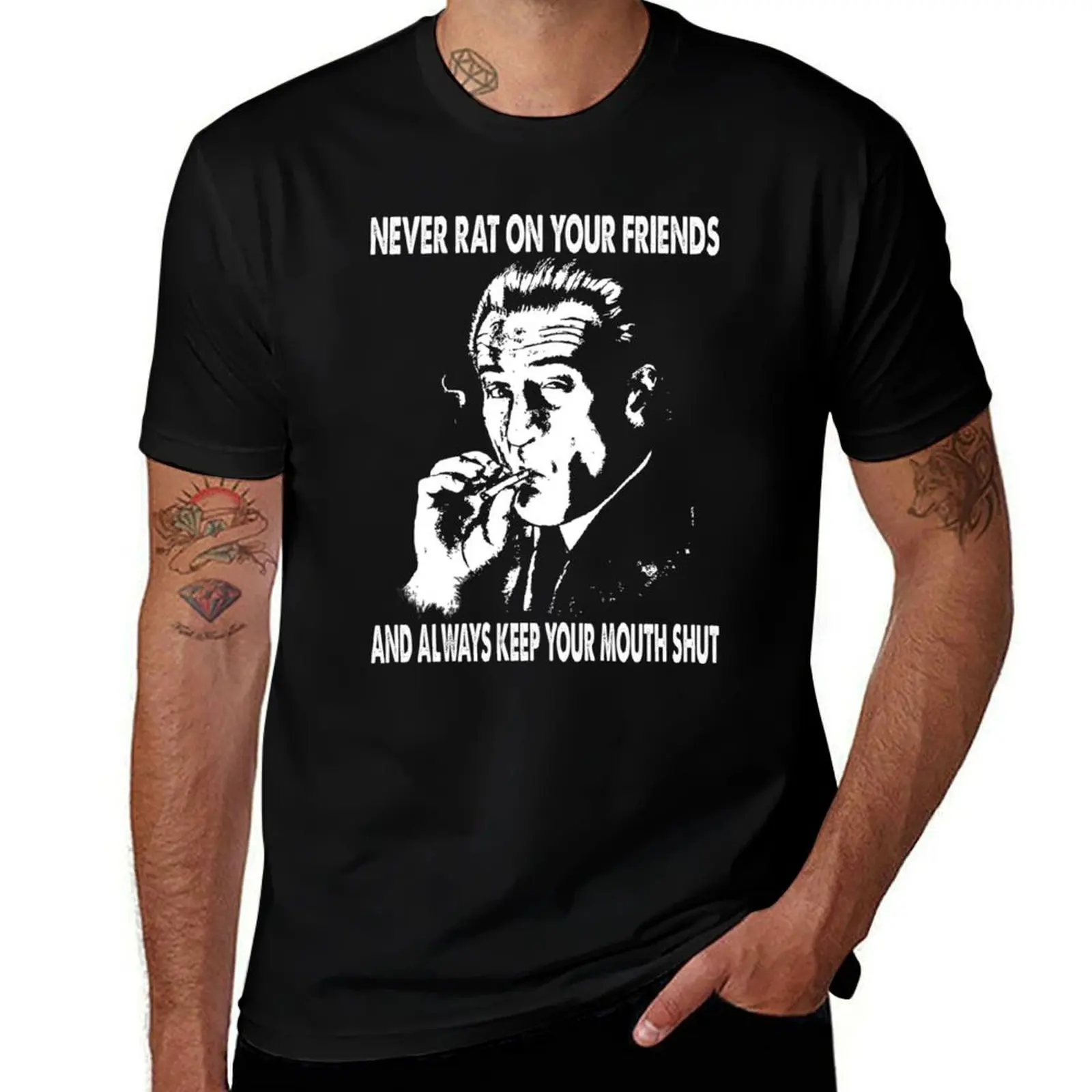 always keep your mouth handsome black goodfellas T-Shirt anime clothes boys whites summer top men clothings