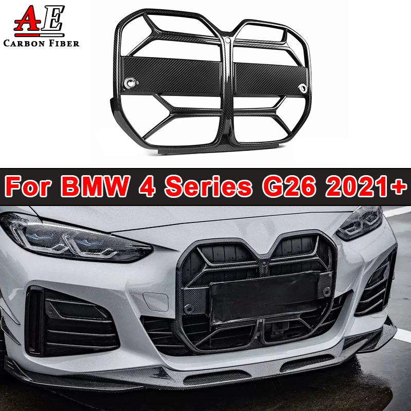 

Dry Carbon Fiber Car Front Bumper Kidney Grille Air Intake Grill For BMW 4 Series G26 440i 425 2021+ Auto Racing Grid CSL Style