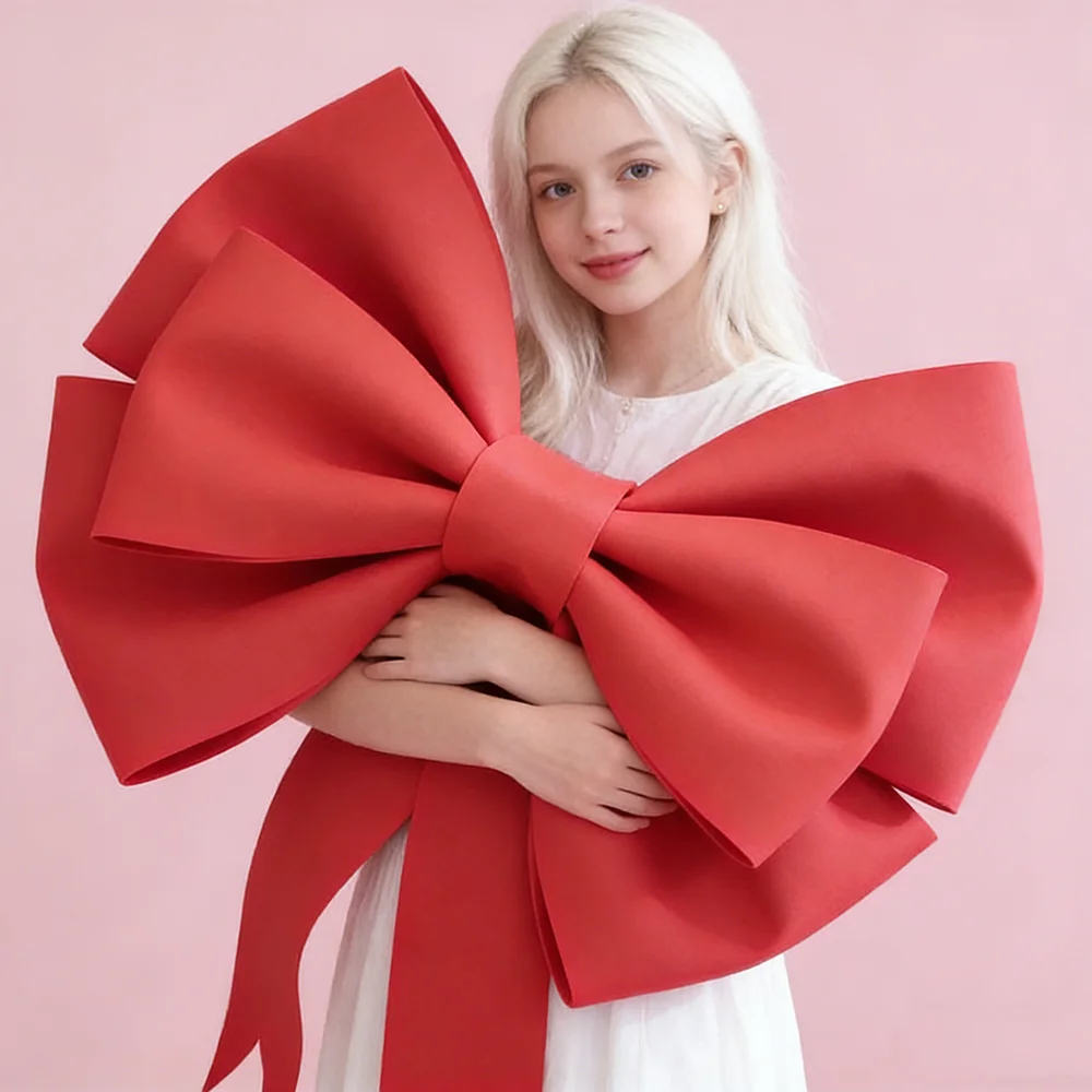 Lazo grande rojo y rosa hecho a mano, embalaje de Material EVA DIY, decoración del Día de San Valentín, fondo para fiesta de cumpleaños, boda, Navidad, decoración del hogar