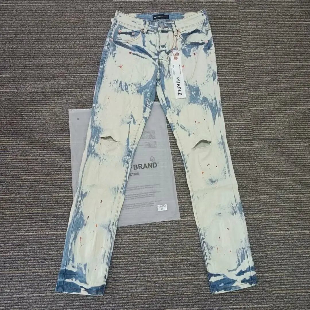 

Мужская одежда 2025 High Street Ink Splashing Новый модный бренд American Slim High Street Мужские дизайнерские рваные джинсы в стиле панк Мужские