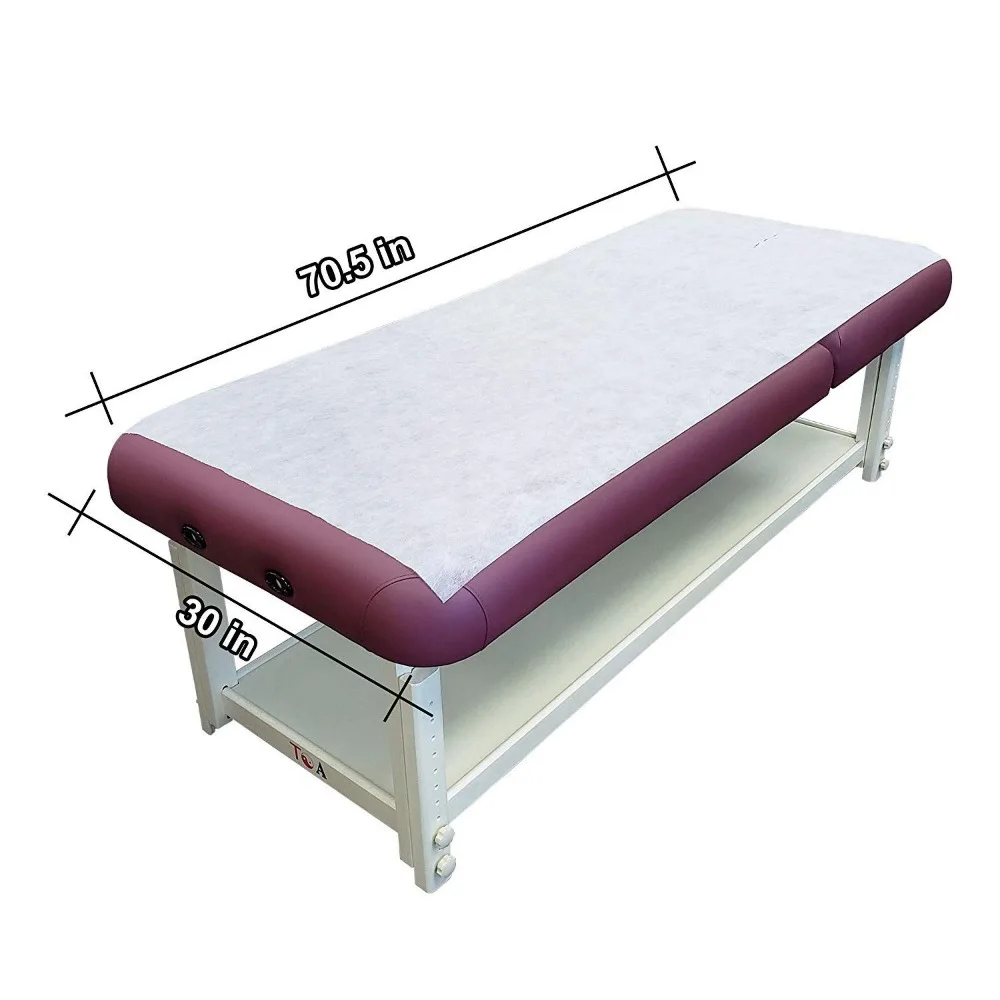 Housses de lit de massage jetables non tissées, 50 feuilles/rouleau, 75 x 32, adaptées aux tables de spa et de massage (6 rouleaux)