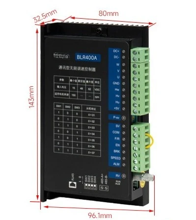 

BLR400A24V48V DC Brushless Speed Control Motor Driver Controller 485 Communication PLC Control 400W