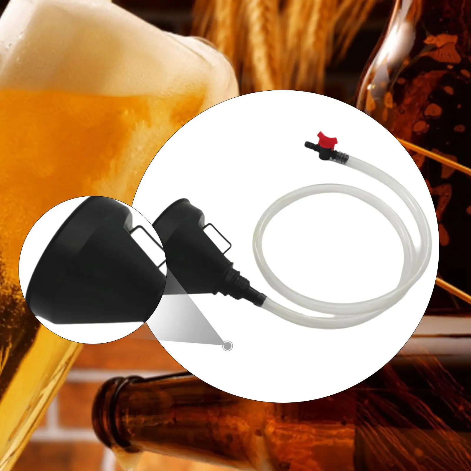 Beer Funnel with Valve Long Thick Tube Beverage Convenient Compact Sturdy Filling Funnel for Birthday Carnival College Party