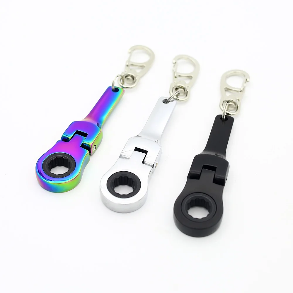 10mm Flexible Ratchet Wrench Mini Shaped JDM Metal Racing Keychain Key Chain Ring Keyring 1PCS