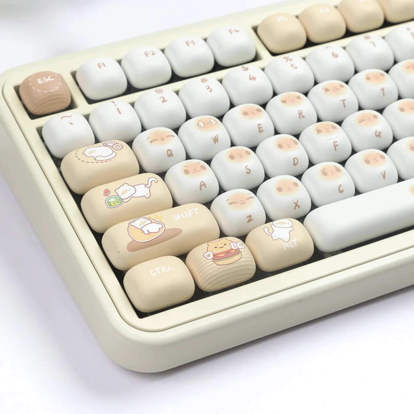 

Steamed Bread Theme Keycap MOG Profile Thermal Sublimation PBT Round Cute Mantou Keycaps for Mechanical Gamin Keyboard Girl Gift