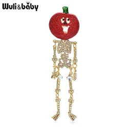 Wuli&baby New Big Twisted Pumpkin  Brooches For Women Beautiful Rhinestone Halloween Christmas Brooch Pins