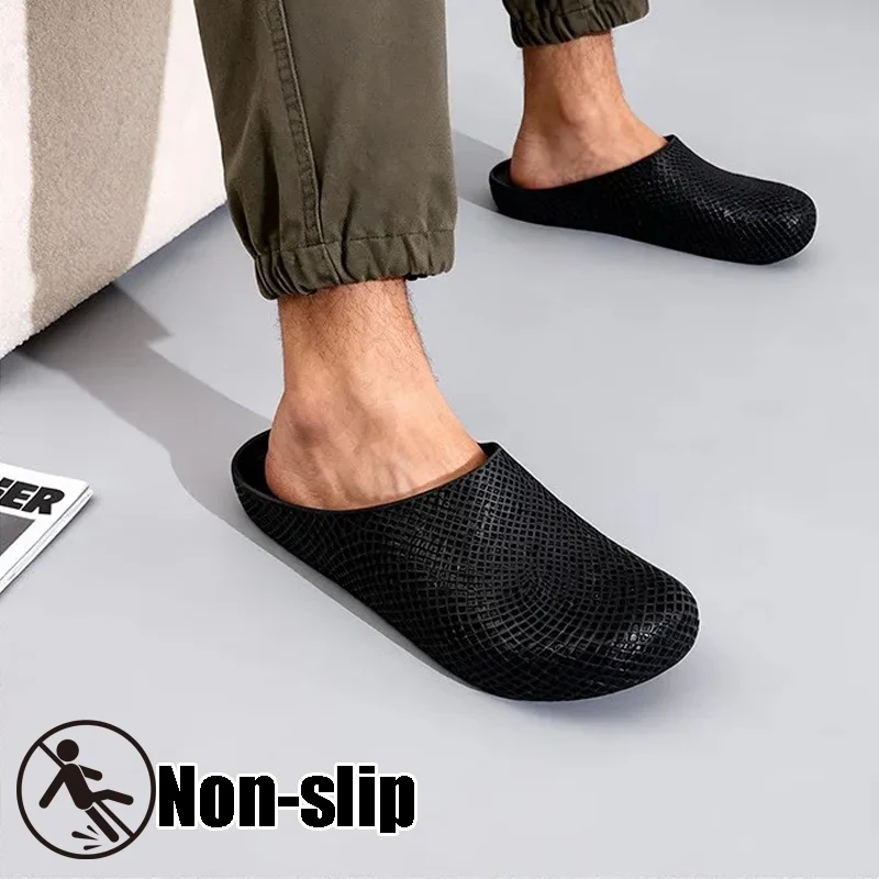 Breathable Men's Kitchen Clogs Summer Outdoor Half-Toe Slip-On Shoes Non-Slip Chef Shoes for Restaurant Home Kitchen