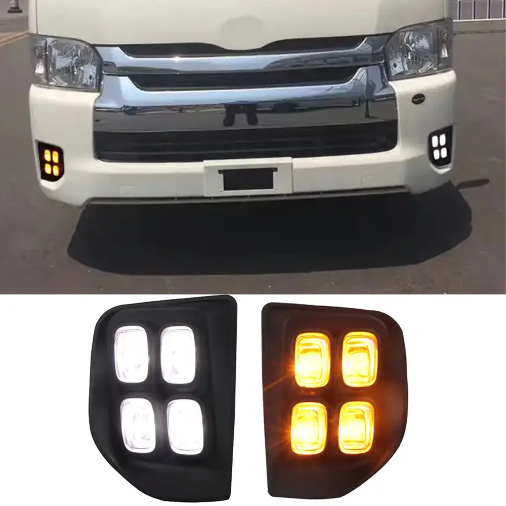 

Высококачественные светодиодные дневные ходовые огни для Toyota Hiace 2014-2018, светодиодные дневные ходовые огни, противотуманные фары