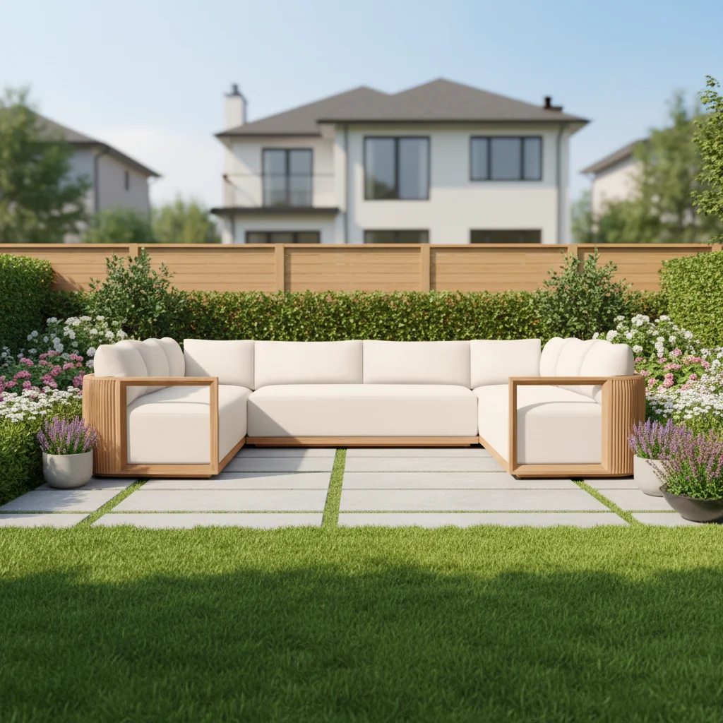 

# Luxury Teak Outdoor Furniture Solid Wooden Garden U Shaped Sectional Solid Teak Sofa Set