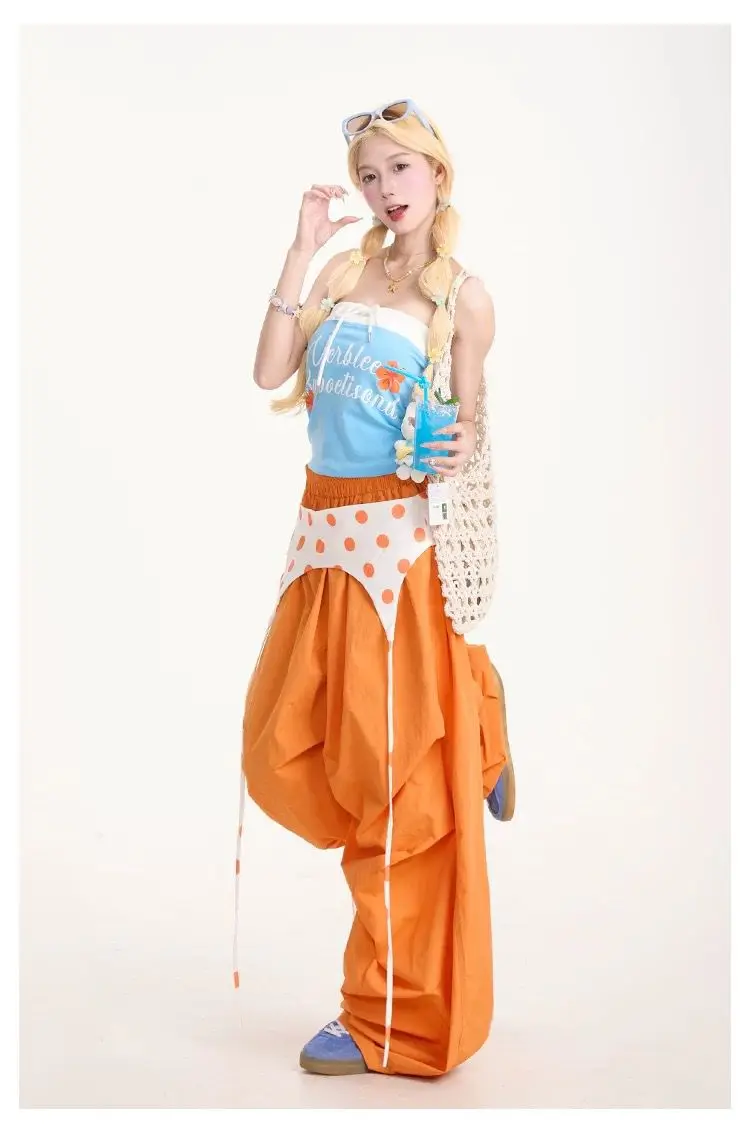 بنطال ذو قصة أرجل واسعة كحلي للنساء ربيعي الدوبامين ملابس عسكرية طبقة مزدوجة مستقيمة تناسب أنماط محايدة حك تقسم النطاقات الإضافية