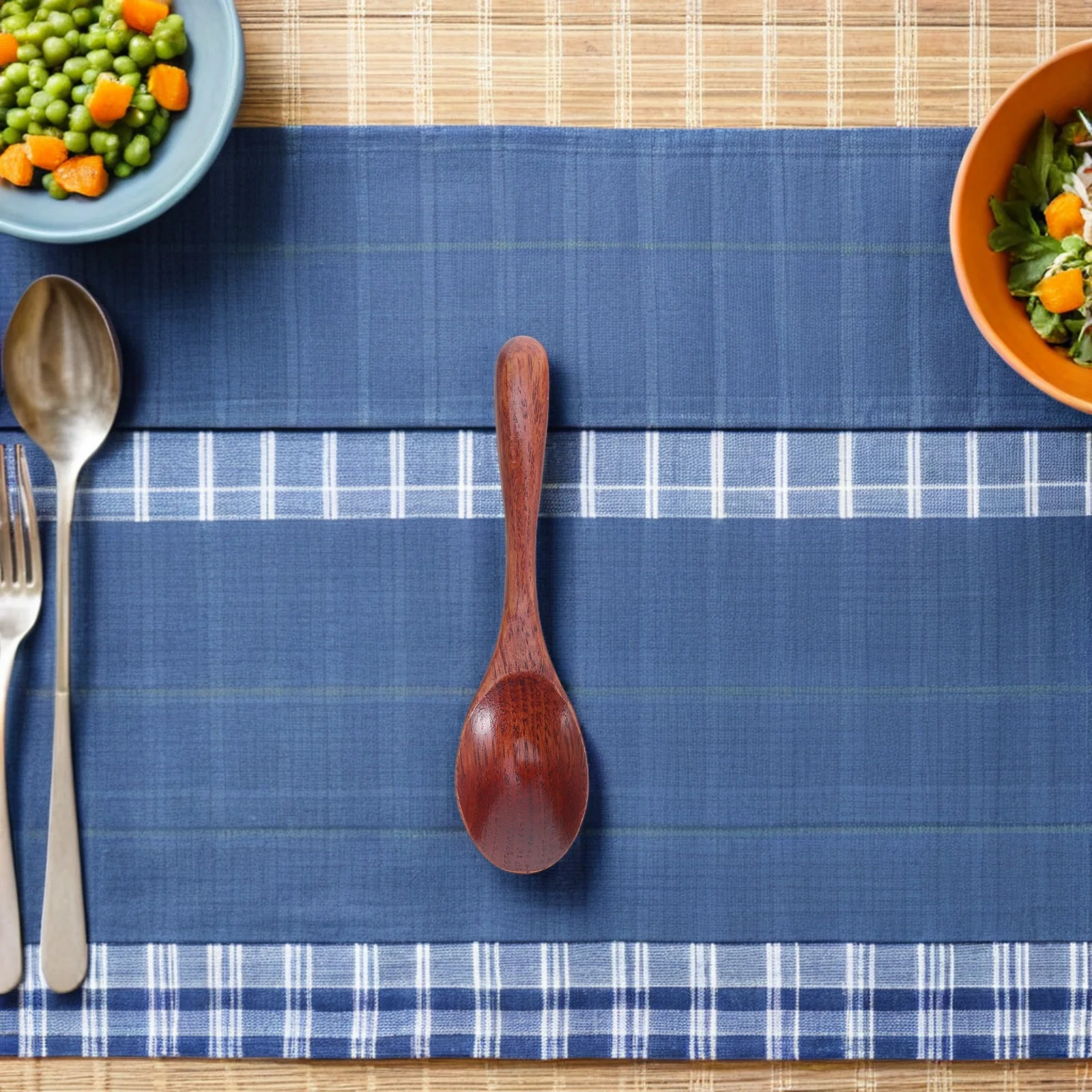 

5Pcs Stylish Japanese Wood Art Spoons Natural Grain Design Comfortable Grip Long Handle for Coffee Dessert Honey