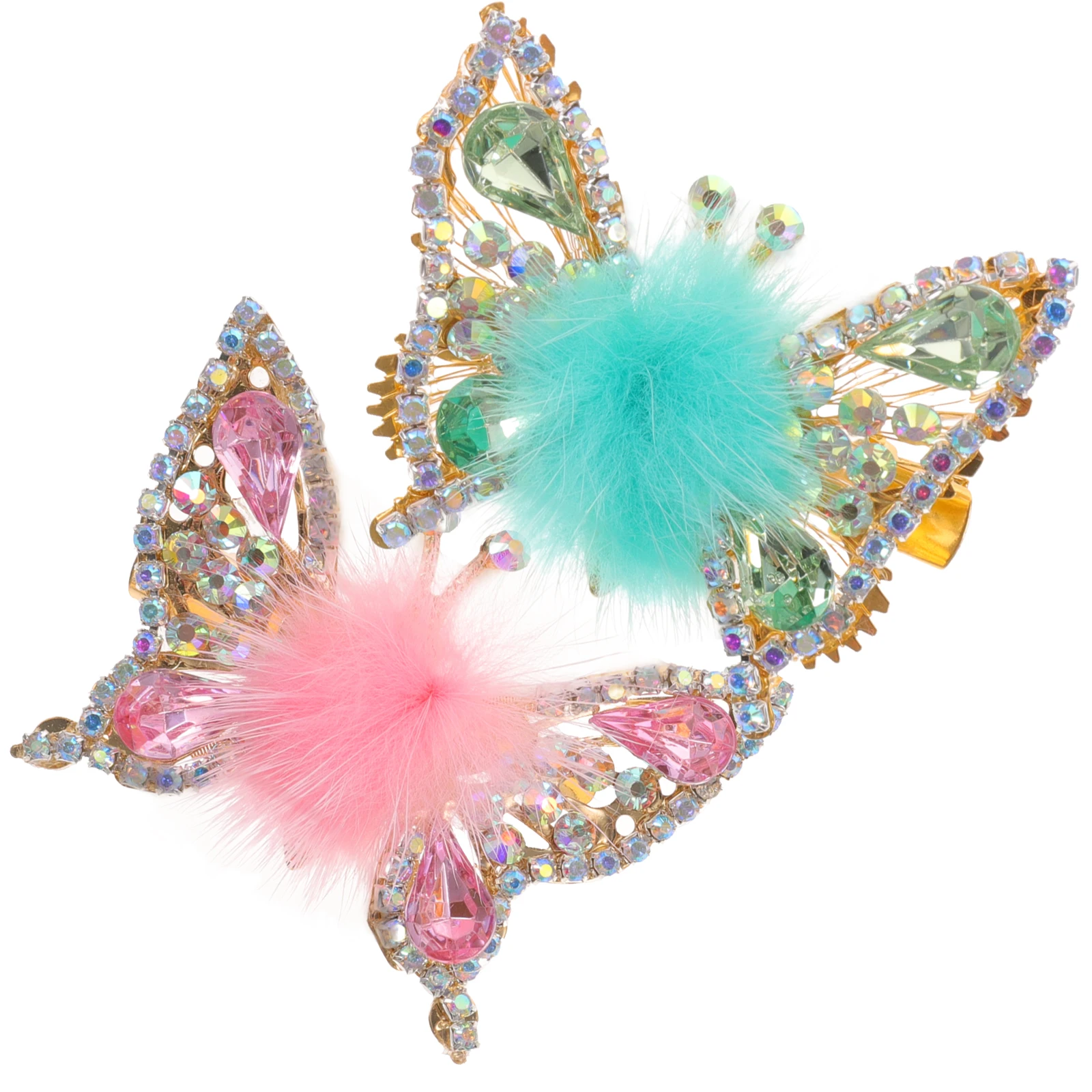 2 قطعة مقاطع حجر الراين المعادن فراشة مشبك شعر مقاطع الشعر للفتيات 8 12 مجنح الفتيات الأطفال الفانيلا دبابيس الشعر اكسسوارات #2