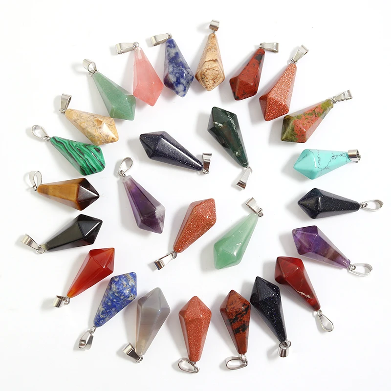 12 pendentifs hexagonaux naturels en cristal de chakra, breloques pour la fabrication de bijoux DIY, énergie de guérison spirituelle, vente en gros