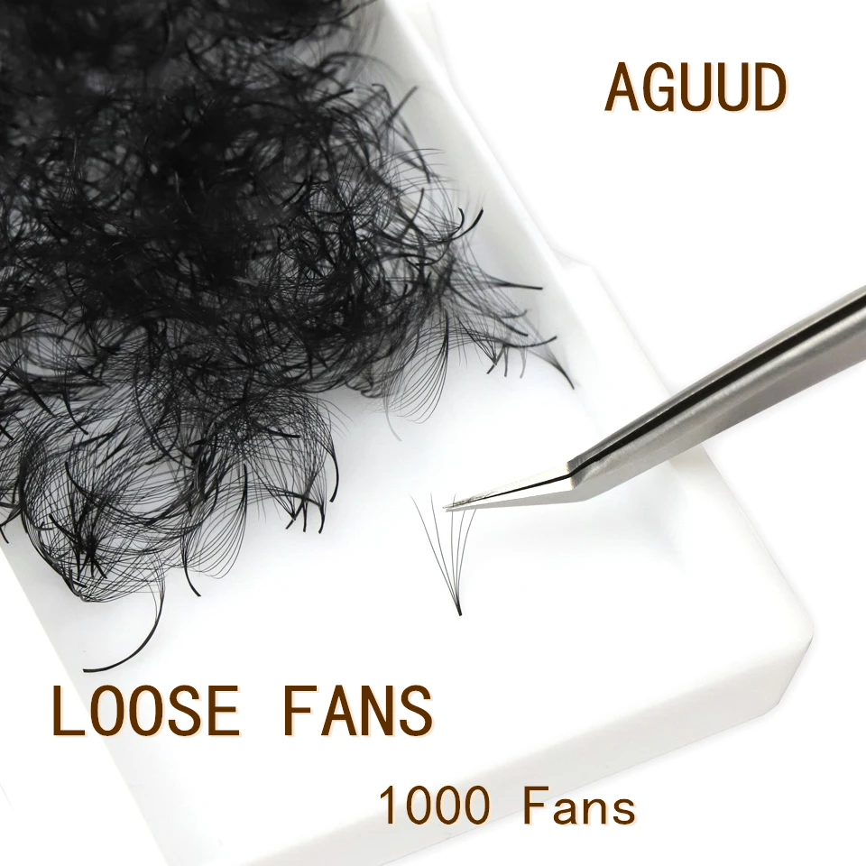 AGUUD Thin Eyelashes Pre Loose Fans Pointy Base Premade Lashes Extension Fans Narrow Russian Volume Eyelashes Fans Trays Cilio