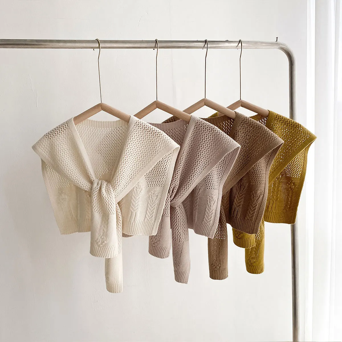 

Корейская вязаная шаль, летняя кондиционер, искусственный воротник, защита шеи, вязаная тонкая завязанная накидка, шарф на плечо для женщин