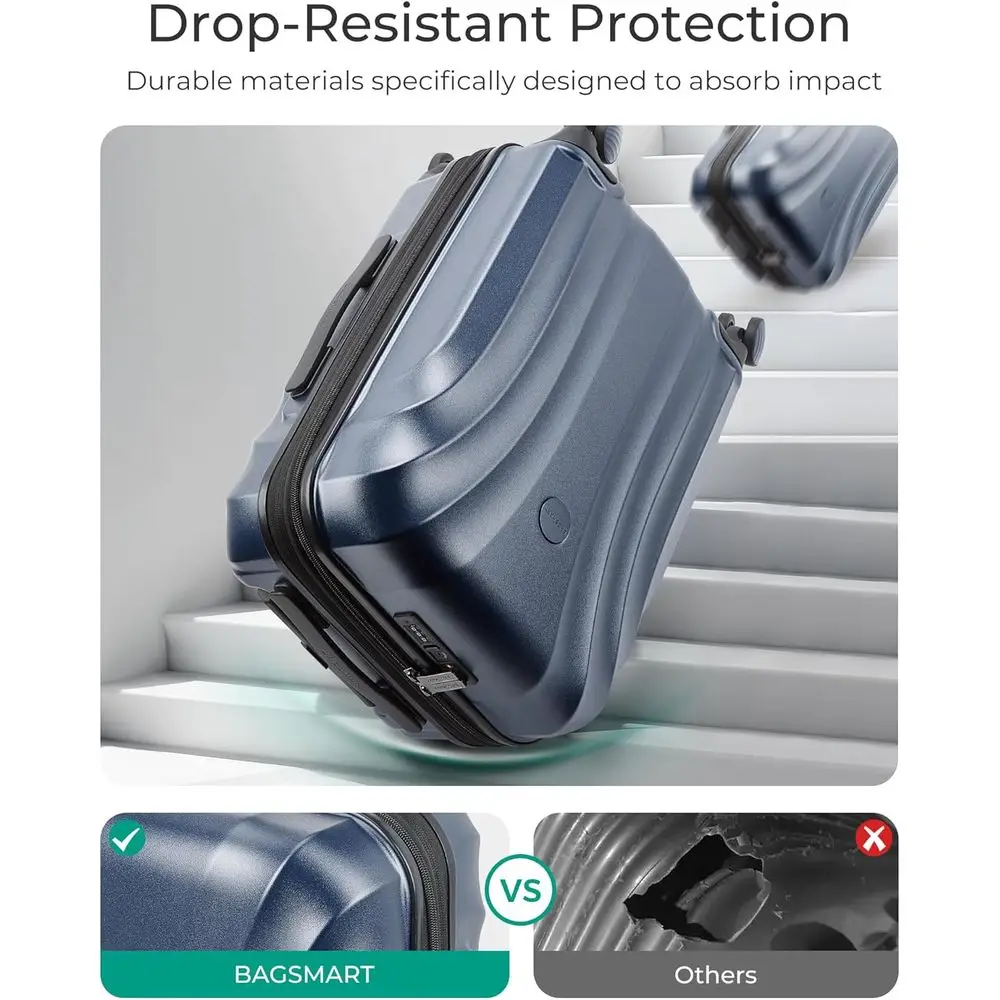 20 Inch Lightweight Expandable Hard Shell Carry-On Suitcase with TSA Lock, Spinner Wheels, Airline Approved, Light Blue