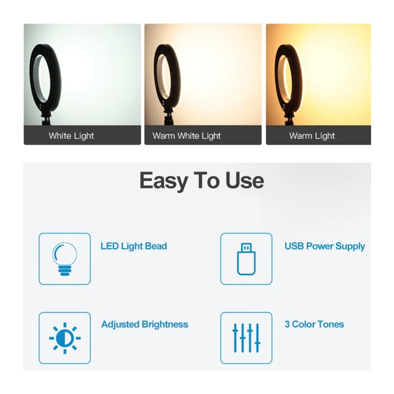 LED Circular Fill Light With USB Adjustable Desktop Triangle Bracket And Remote Control For In The Live Broadcast Room