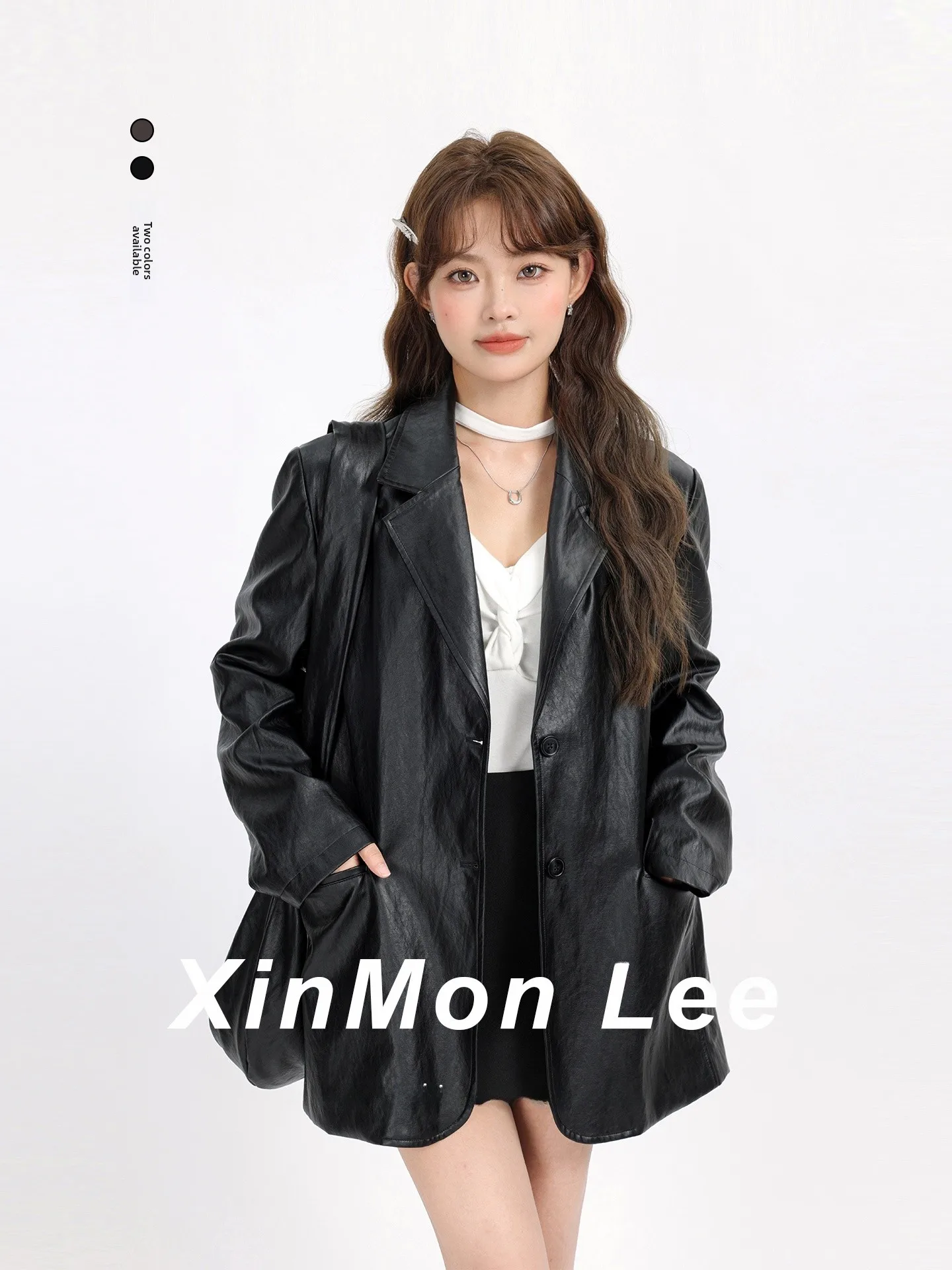 

Bla Suit Leather Jaet Retro Korean Casual Commuter Sle PU Leather Jaet Early Autumn Classic High-End Motorcycle Clothes