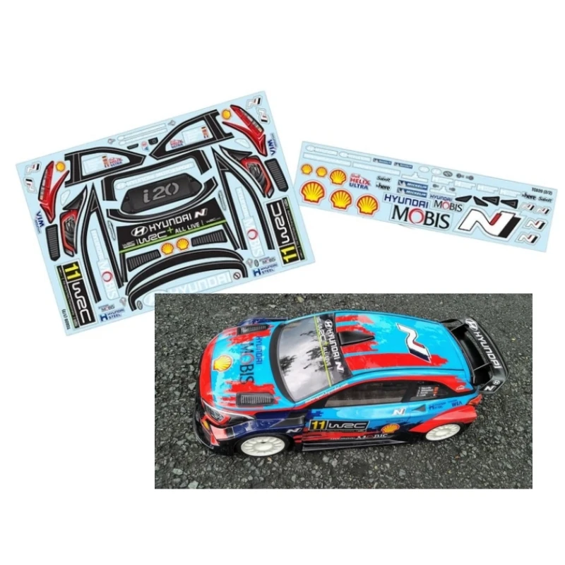 Body shell decals for 1/10 Hyundai i20 RC Rally car