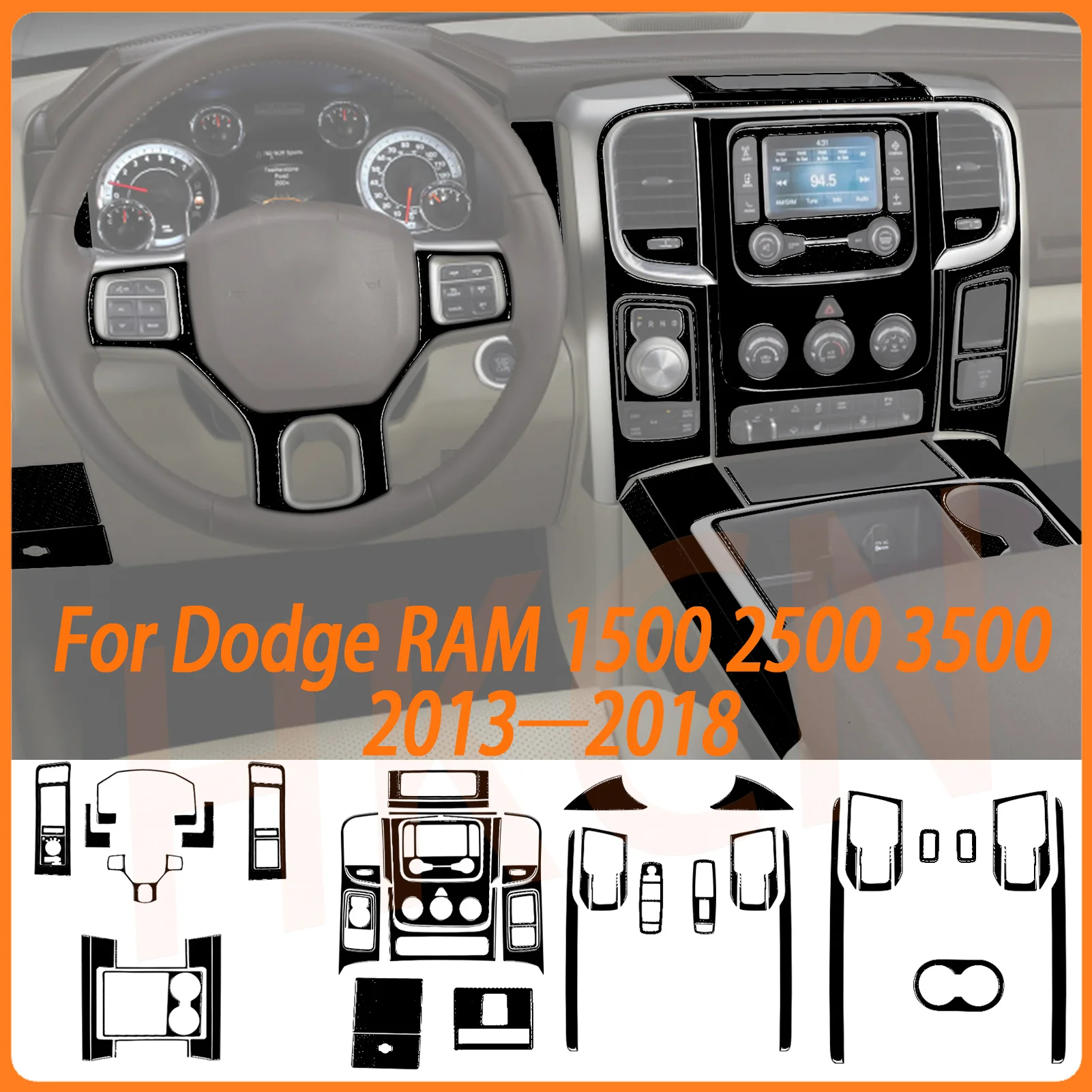 

Car Inner Trim Center Console Dashboard Side Air Vent Outlet Panel Carbon Fiber Sticker For Dodge RAM 1500 2500 3500 2013-2018