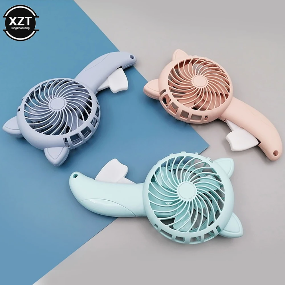 Hand Held Fan Mini Hand Held Small Pocket Fan Without Battery Household Cartoon Fan Cooling Cartoon Held Fan 3 Colors