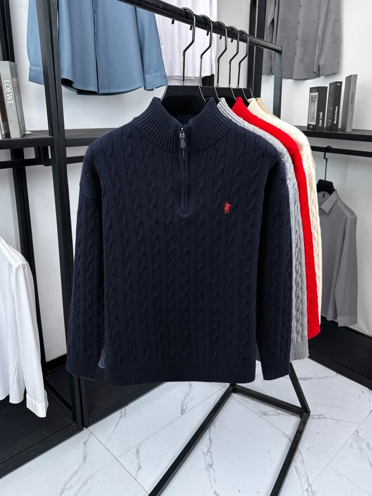 Hochwertige Markenmode 2026 Retro Stehkragen Reißverschluss Bestickter Pullover Personalisierter Exquisiter Jacquard Herbst-Winter-Strickwaren – Detail 12