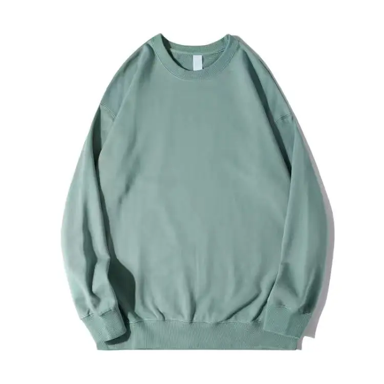 Sudadera verde Matcha para hombre y mujer, suéter de cuello redondo pesado, ropa de calle de Color sólido, 420g, otoño