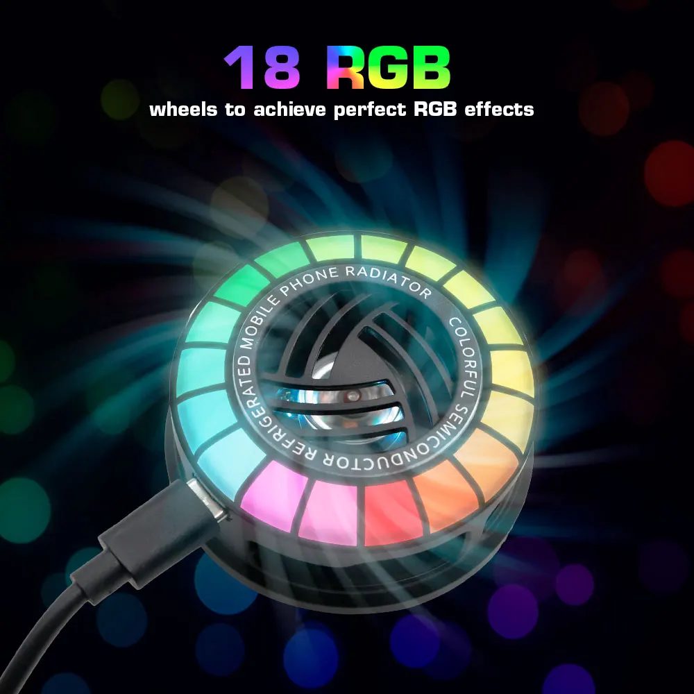 1pcs Magnetic Phone Cooler with USB cable for iPhone/Android/iPad/Tablet - Phone Radiator for Gaming,-RGB LEDs - Universal Clamp