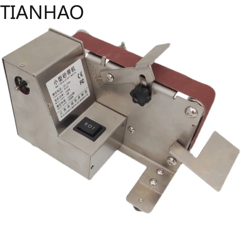 Mini Belt Sander Electric Polishing Machine Desktop Sanding Belt Sander Variable Speed Fixed Angle Sharpening Machine