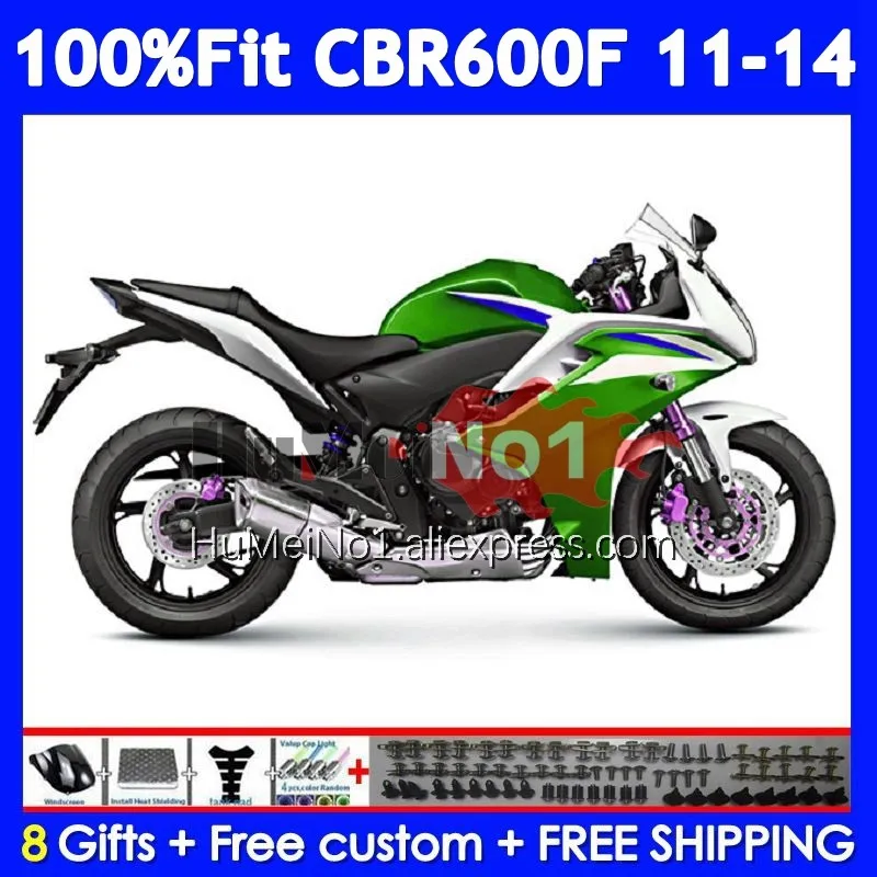 GREEN WHITE Injection For HONDA CBR600F4i CBR600F 11 12 13 14 36No.44 CBR 600 F 600F CBR600 F4i CC 2011 2012 2013 2014 Fairing