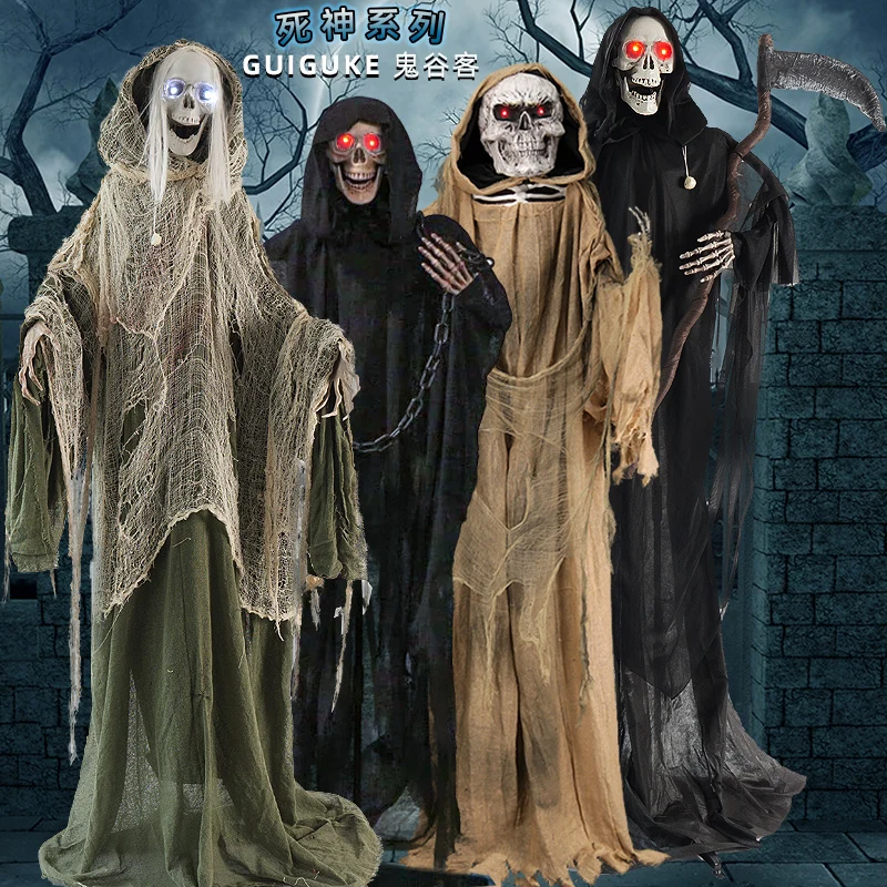 Halloween decoration electric ghost voice-activated induction standing horror ornament haunted house props
