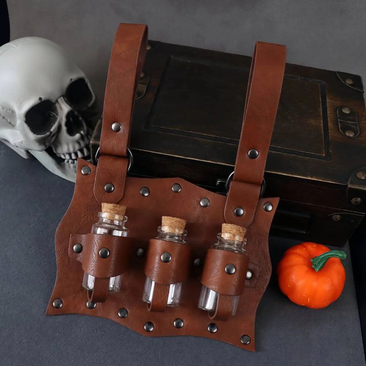 

Medieval Waist Bag Renaissance Steam Glass Magic Bottle Set Retro Halloween Cosplay Wizard Witch Role-playing Costume Prop