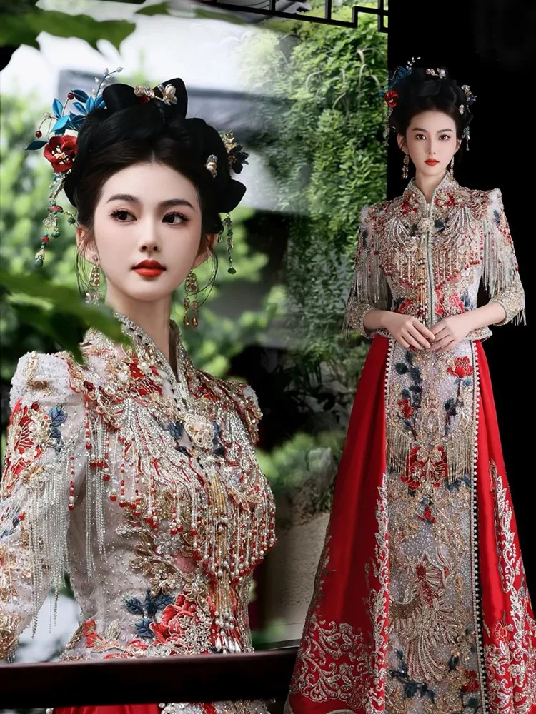 New Chinese-style gauze toasting thin champagne-colored knot clothing