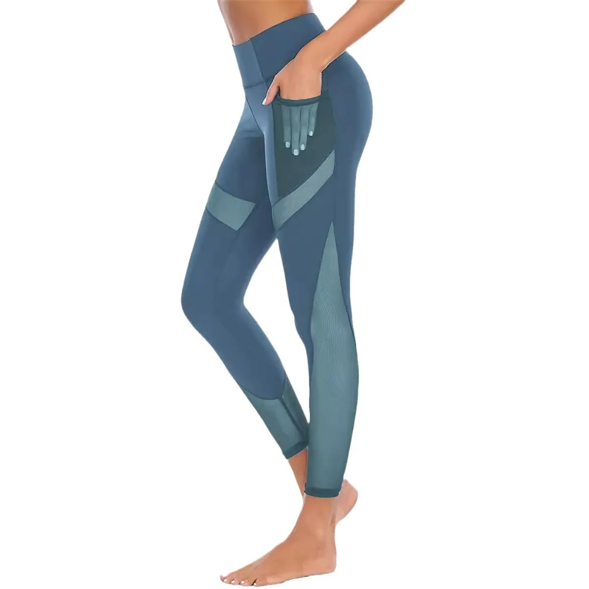 High Waist Mesh Splice Casual Slimming Yoga Leggings Women's Base Layer Pants Breathable Comfortable Citywalk Suitable — купить у AliExpress WW