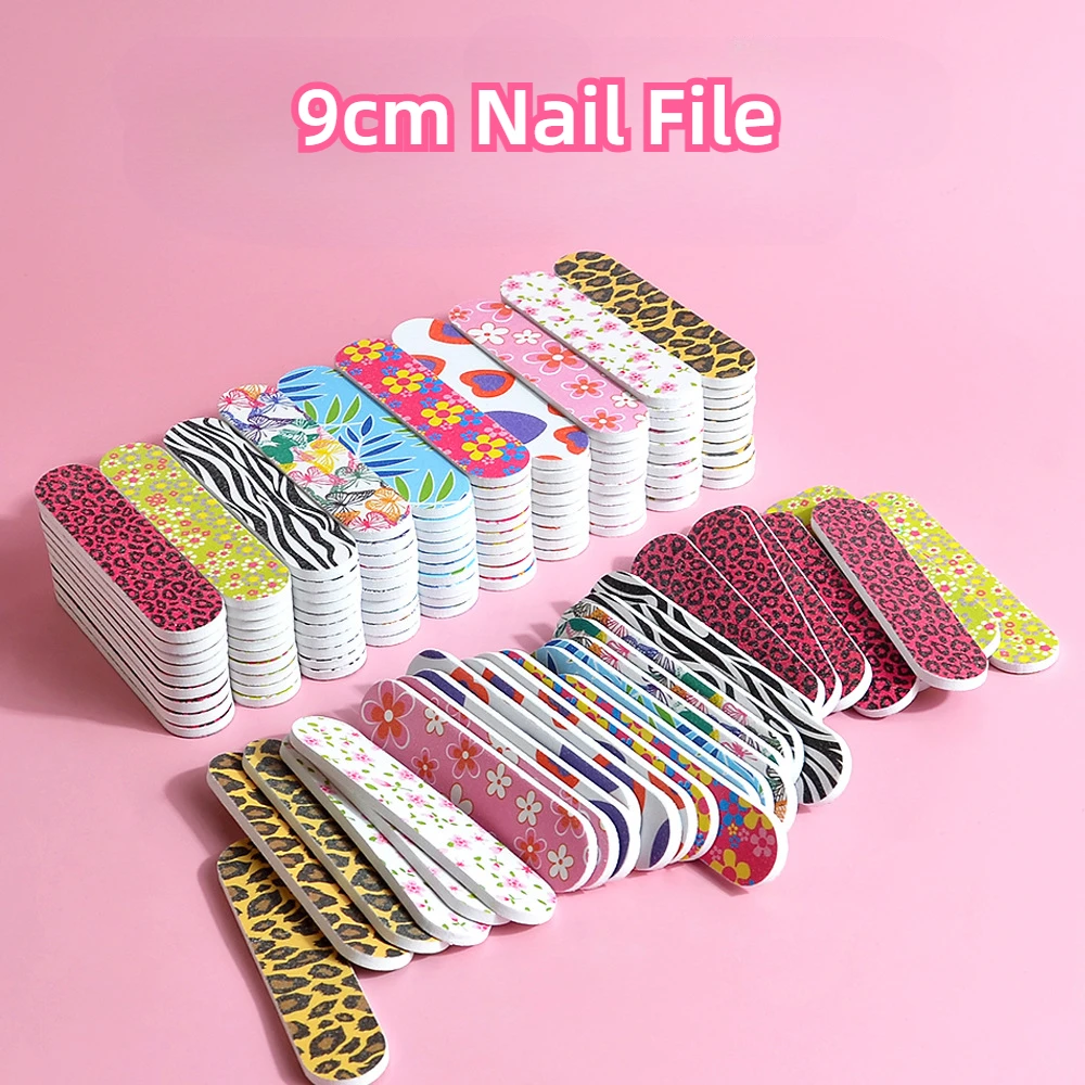 9cm Colorful Mini Nail File Printed Double-sided Grinding Small Flower File Grinding Small Rubbing Strip Nail Tools Для Маникюра