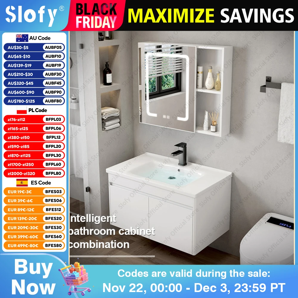 Modern Multifunctional Bathroom Vanity Soft Closing Doors Smart Cabinet Integrated Vanity Cabinets Under Sink Bathroom Furniture