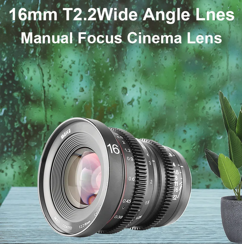 MEKE Meike 16mm T2.2 Cinema Lens Manual Focus Manual Focus Aspherical Portrait Cinera Lens for Micro M43-mount