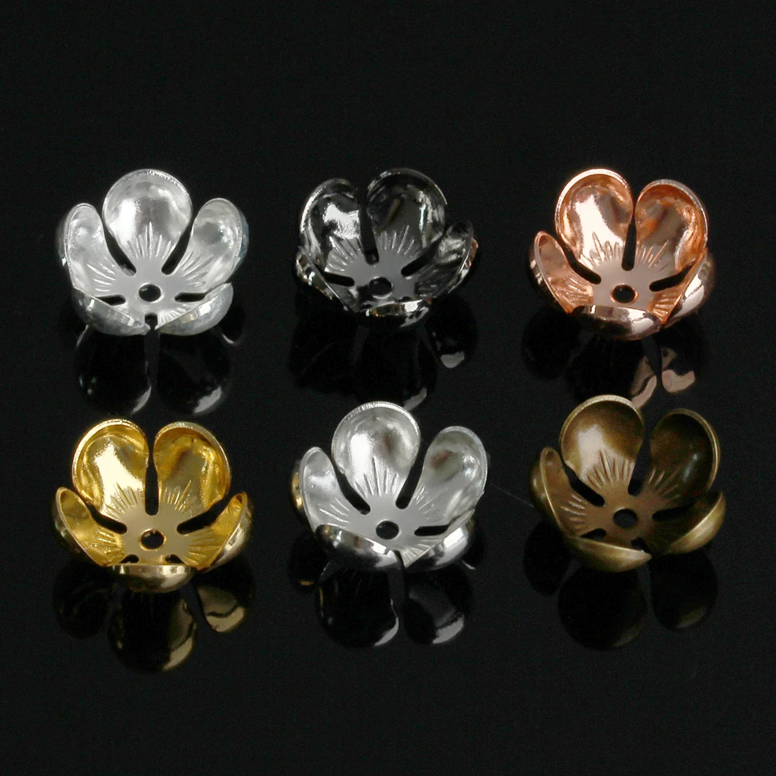 50 teile/los Eisen vergoldet Metall Blume Perlen Kappen für Schmuck machen End Perlen Spacer Blütenblatt Spacer Perlen DIY Armband Halskette – Detail 8