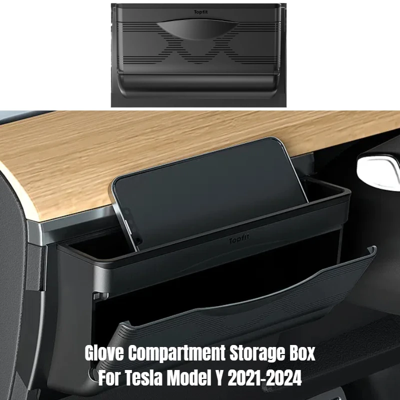 

Мини-отделение для перчаток со стороны водителя, ящик для хранения для Tesla Model Y 2021-2024, автомобильные аксессуары, держатель для телефона на приборной панели, чехол для очков