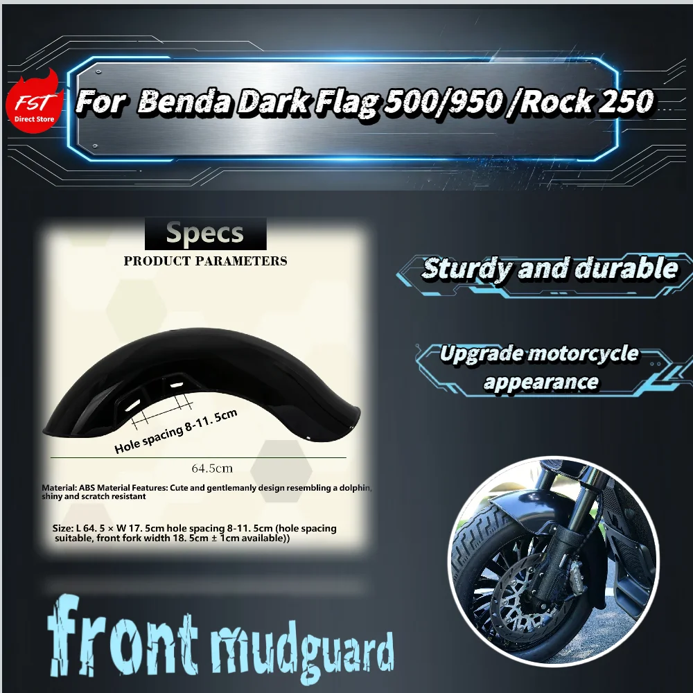 

For Benda BlackFlag500 950 Graystone250 Extended Thickened Front Fender Wear Resistant Splash Proof Mudguard Modified Accessorie