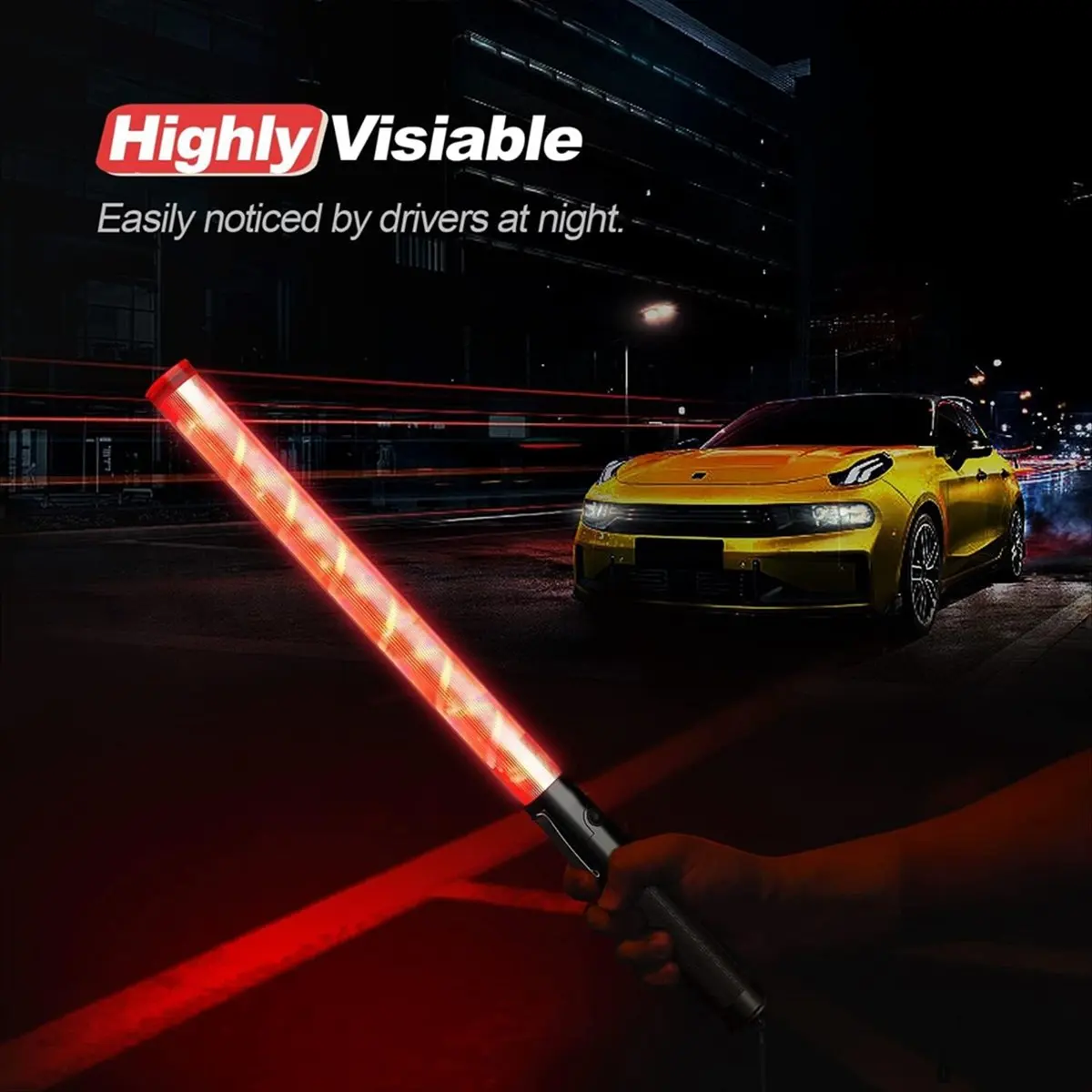 A75K 4Pack Traffic Wand 21Inch Led Traffic Control Wand Safety Light Wand with 2Flashing Modes Air Marshaling Signal Wand