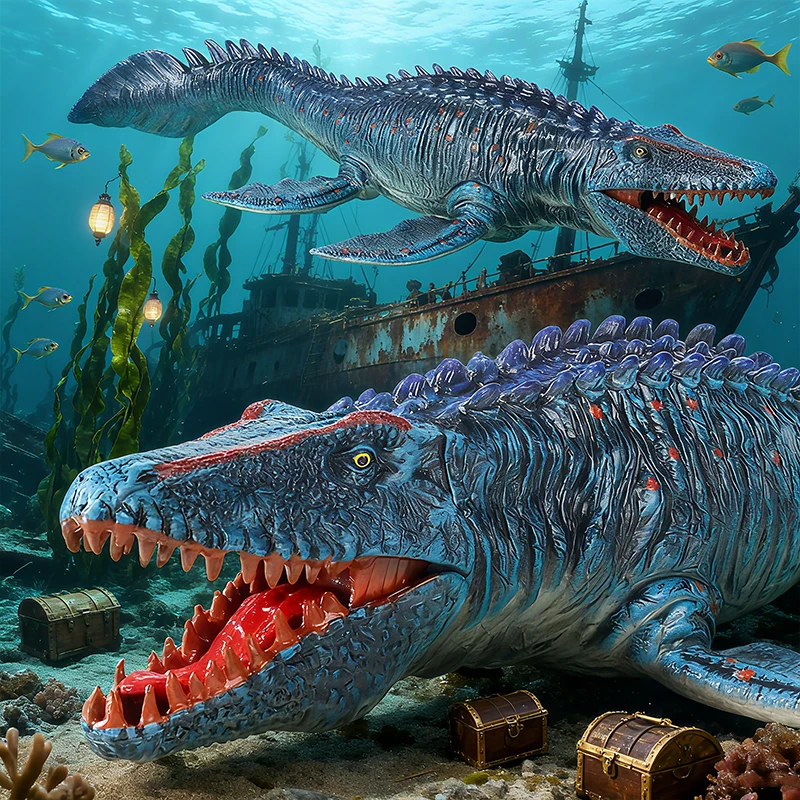 Oenux ใหม่ Sealife สัตว์ยุคก่อนประวัติศาสตร์ Mosasaurus Liopleurodon Kronosaurus ตัวเลขการกระทํา Solid PVC คอลเลกชันของเล่นเด็กของขวัญ