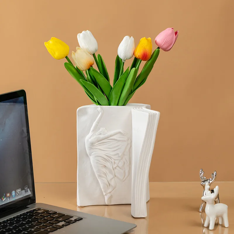 Ceramic Vase Book Three-dimensional Abstract Face Floral Arrangement Accessories Flower Vase Home Decoration Accessories